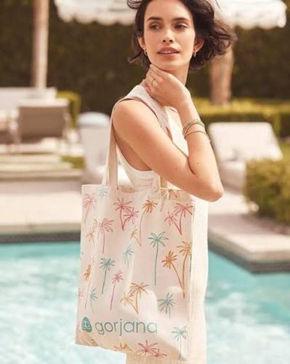 NEW Gorjana Canvas Tote Bag Palm Tree